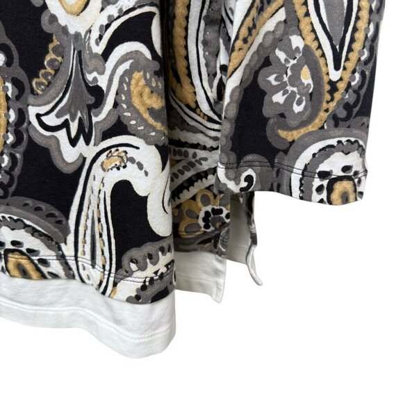 ISAAC MIZRAHI Live Womens Top Plus Size 3X Layered Look Tee Black Beige Paisley - Picture 7 of 9